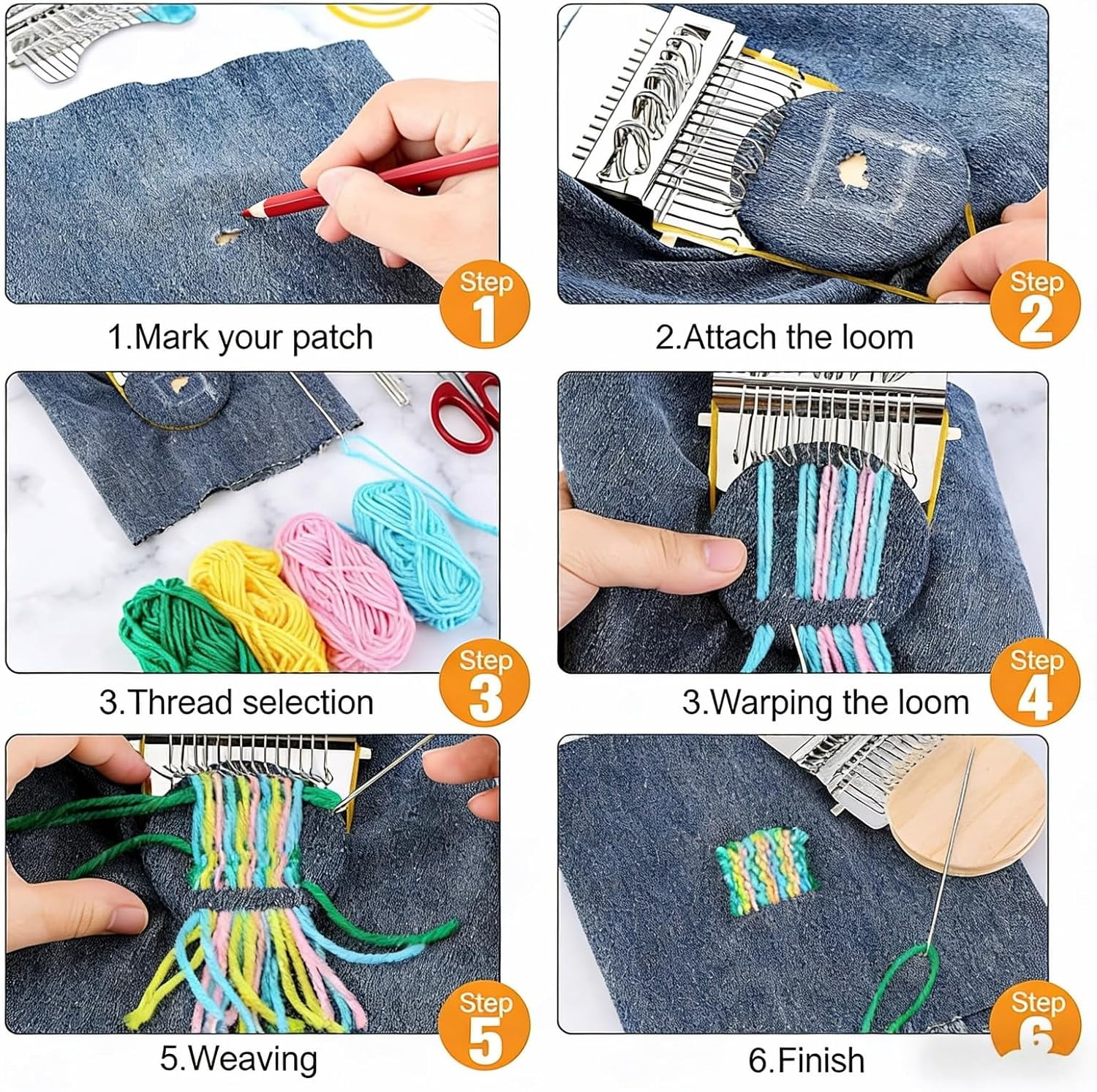 knitPatch kit - knitPatch PatchMaker 2.0 Kit, 100 Colors Embroidery Thread & Floss for Mending, Weaving, Sock & Clothing Repair, Complete Sewing Craft Set