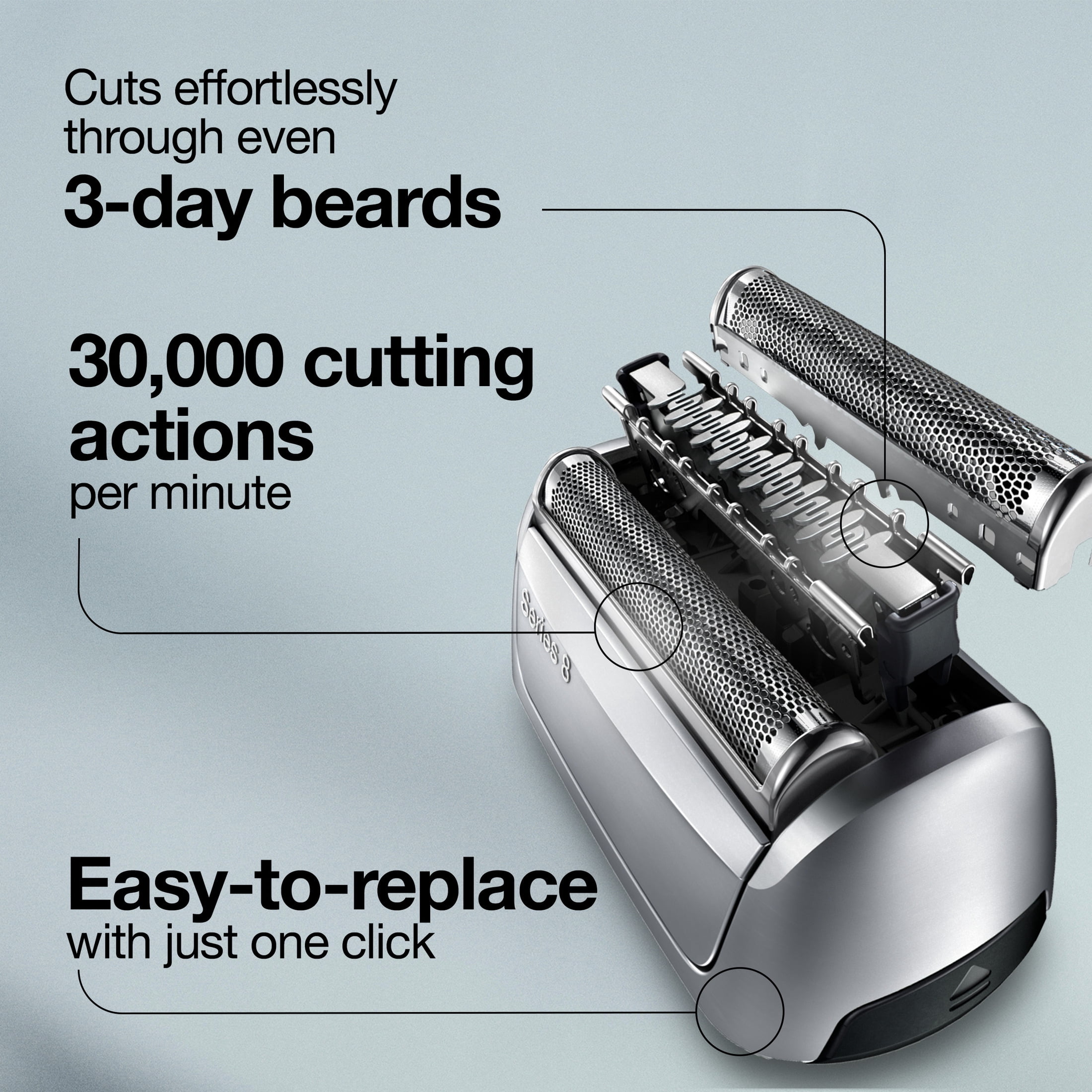 Braun Series 8 Electric Shaver ORIGINAL Replacement Head, 83M, Silver
