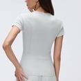thumbnail image 2 of Uootdi Womens Tops Short Sleeve Crewneck Seamless Knit Slim Fit Stretchy Athletic Workout Gym Activewear Tees Gift, 2 of 9
