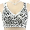thumbnail image 2 of qolati Front Closure Bras for Odler Women Leopard Printed Gathering Plush Size Bras Plus Size Wireless Sports Bras Full Coverages T-Shirt Bralettes Black XXXL, 2 of 5