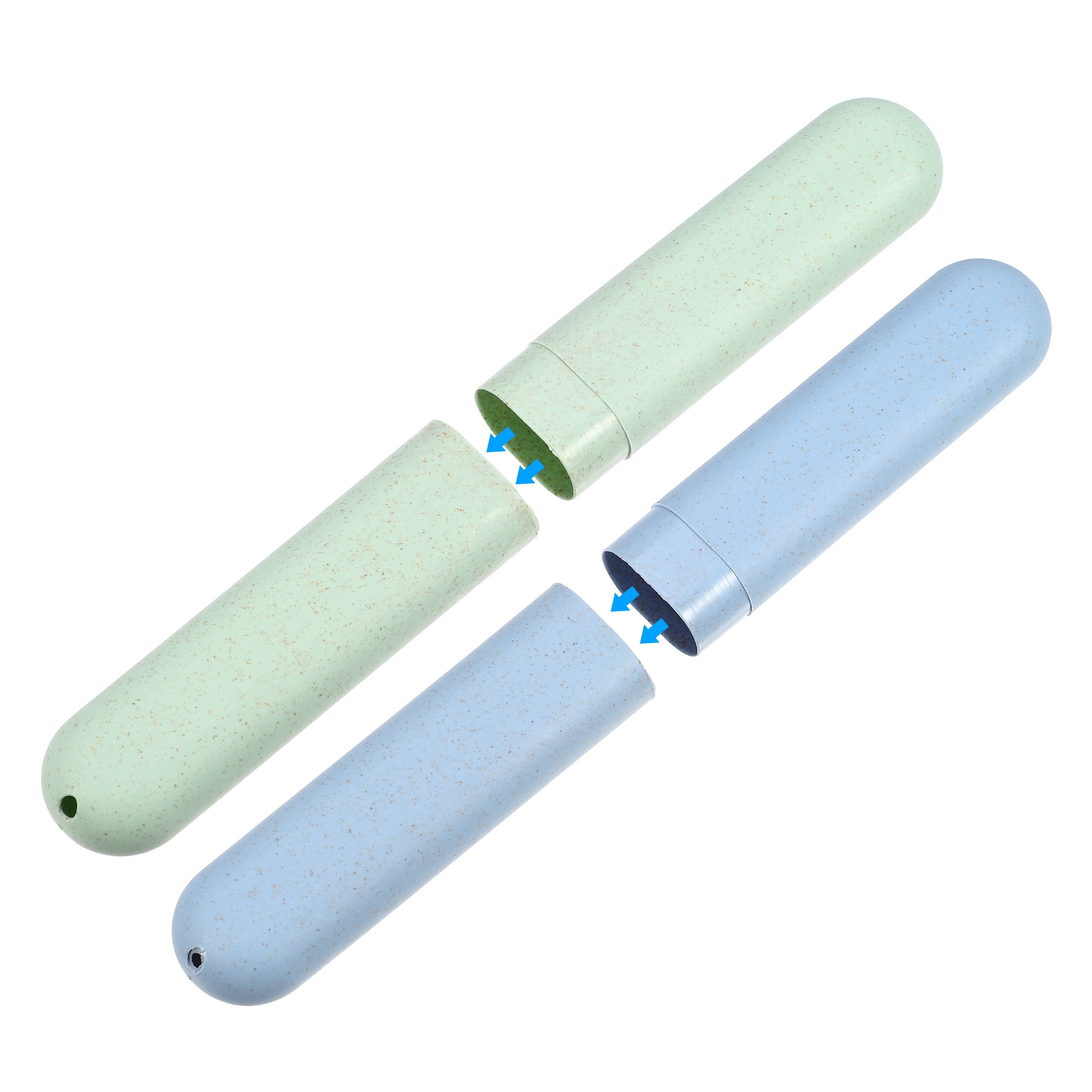 Unique Bargains 4Pcs Toothbrush Holders Case Green Blue for Travel 8.07"x1.22"x0.83"