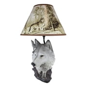 Gray Wolf Table Lamp Decor Wildlife Full Moon Howling Timber Wolf Pack