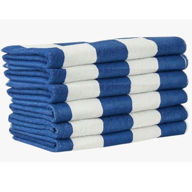 Toallas de Playa Grande Azul con Blanco (6 Piezas)