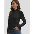 thumbnail image 2 of T-Shirt Women Long Sleeve Mock Neck Slim Fit Tops Base Layer Soft Lightweight Stretch Undershirts, 2 of 6