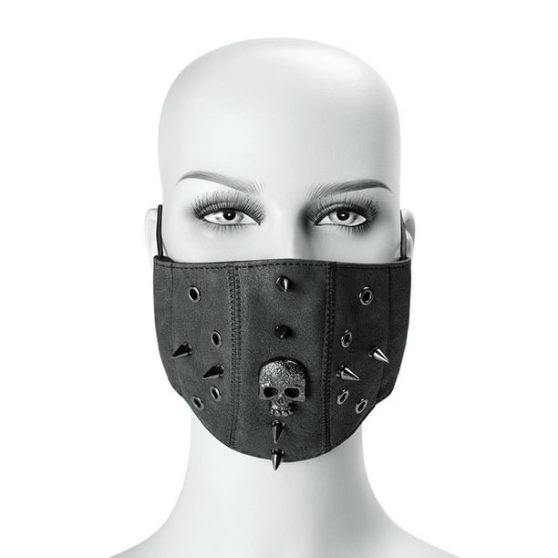 Mascarilla facial de piel sintética para Halloween Party Punk con filtros