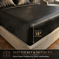 thumbnail image 4 of PixelForge Queen Satin Sheet Set, 4 Pieces, Black, Silky Satin Bed Sheets with 14" Deep Pocket, 2 Pillowcases, 4 of 7