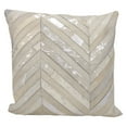 thumbnail image 2 of Natural Leather And Hide Beige Gold Thin Met Chevron Pillow, 2 of 2