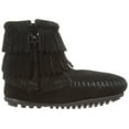 thumbnail image 6 of Minnetonka Kid's Double Fringe Side Zip Boot, Black 7 Little Kid, 6 of 7
