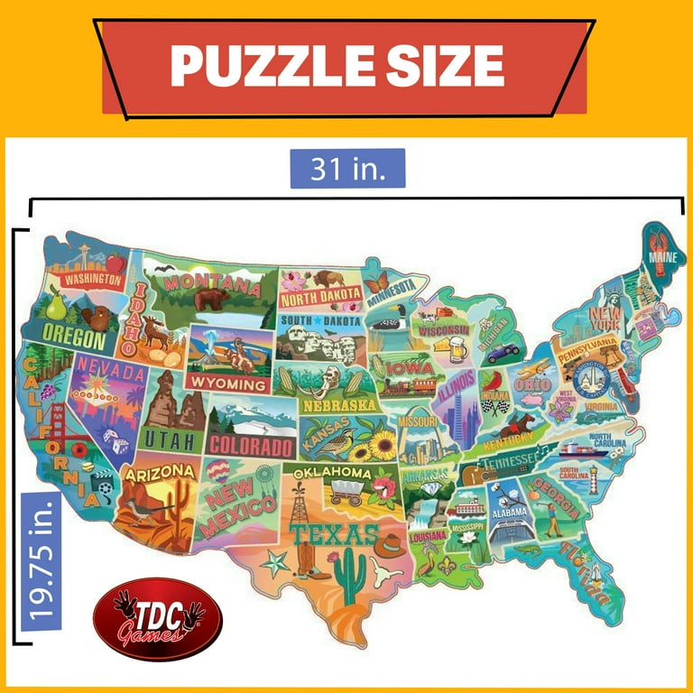 USA Roadtrip 1000 Piece Jigsaw Puzzle - Vintage Mid-Century Style Puzzle