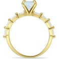 thumbnail image 6 of Petite Round Solitaire Ring Baguette White Opal Yellow Tone 925 Sterling Silver, Size 9, 6 of 7