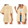 thumbnail image 3 of Cárdigan de Corta para Mujer, Cárdigan de Verano, Informal, Holgado, para Playa, con Dobladillo Curvo. Albaricoque XL, 3 of 7