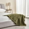 thumbnail image 4 of Great Bay Home 100% Cotton Soft All-Season Waffle Weave Knit Blanket  (Full / Queen, Olive Green), 4 of 5