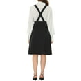 thumbnail image 3 of INSPIRE CHIC Women's Overall Dress V Neck Double Breasted Pinafore Suspenders Skirt Black XS, 3 of 6