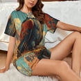 thumbnail image 5 of Yiaed Western Desert Cactus Bald Eagle Print Short Sleeve Pajama Sets for Women Casual Crew Neck 2 Piece Lounge Sets Women's Short-Sleeved Pajama-Small, 5 of 5
