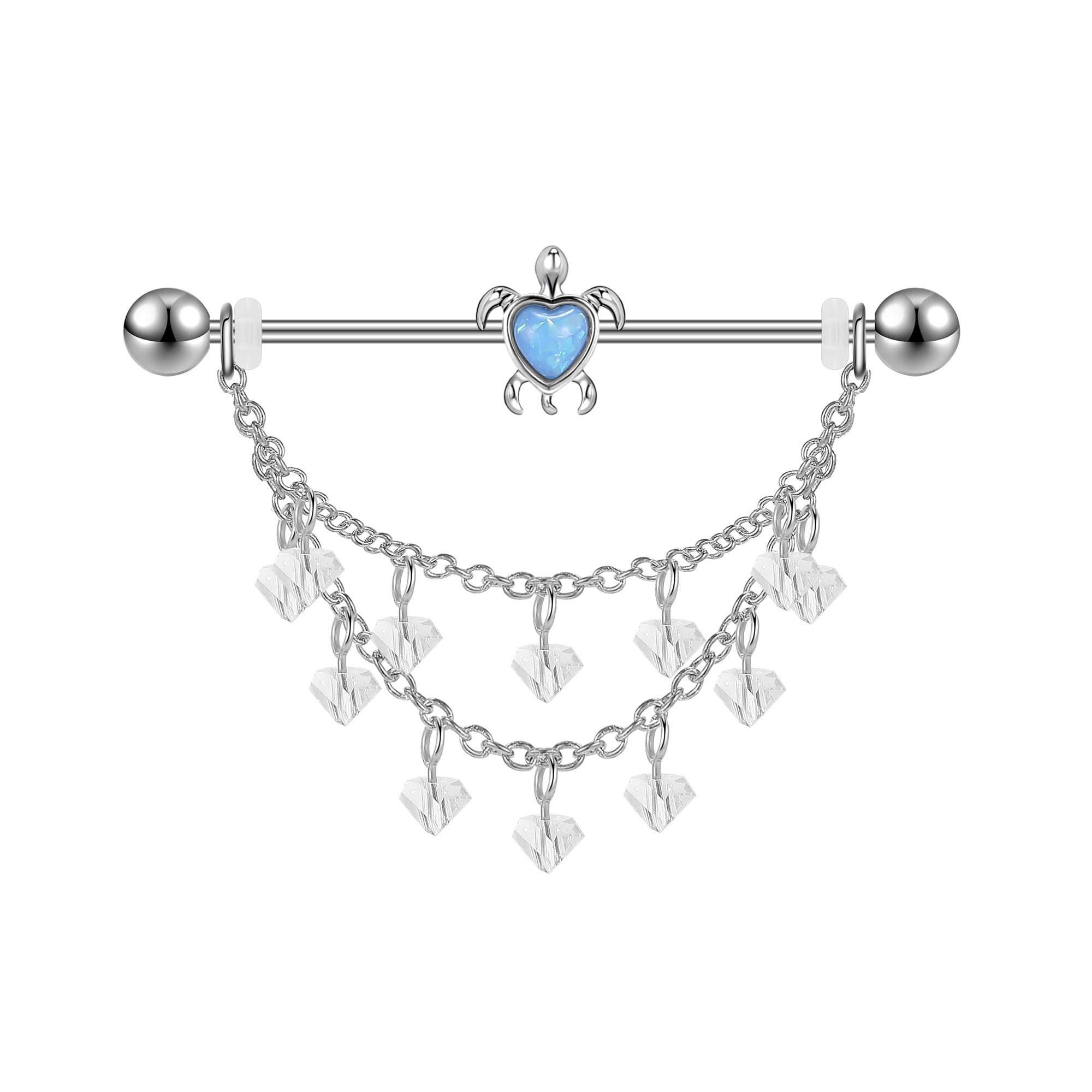 ZS 14G Tortoise Industrial Barbell Jewelry Bead Tassel Dangel Cartilage