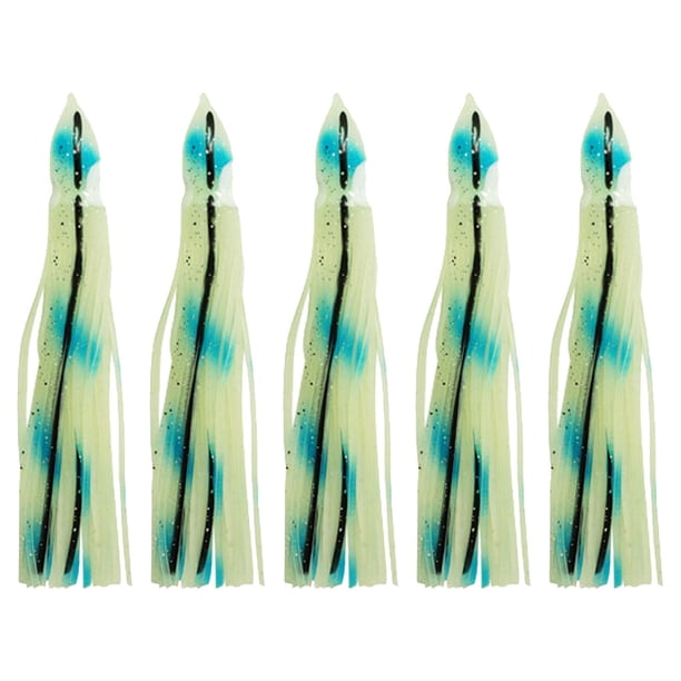 uds pesca de agua salada calamar pulpo faldas señuelos aparejos cebo luminoso brillante Wmkox8yii jkg743