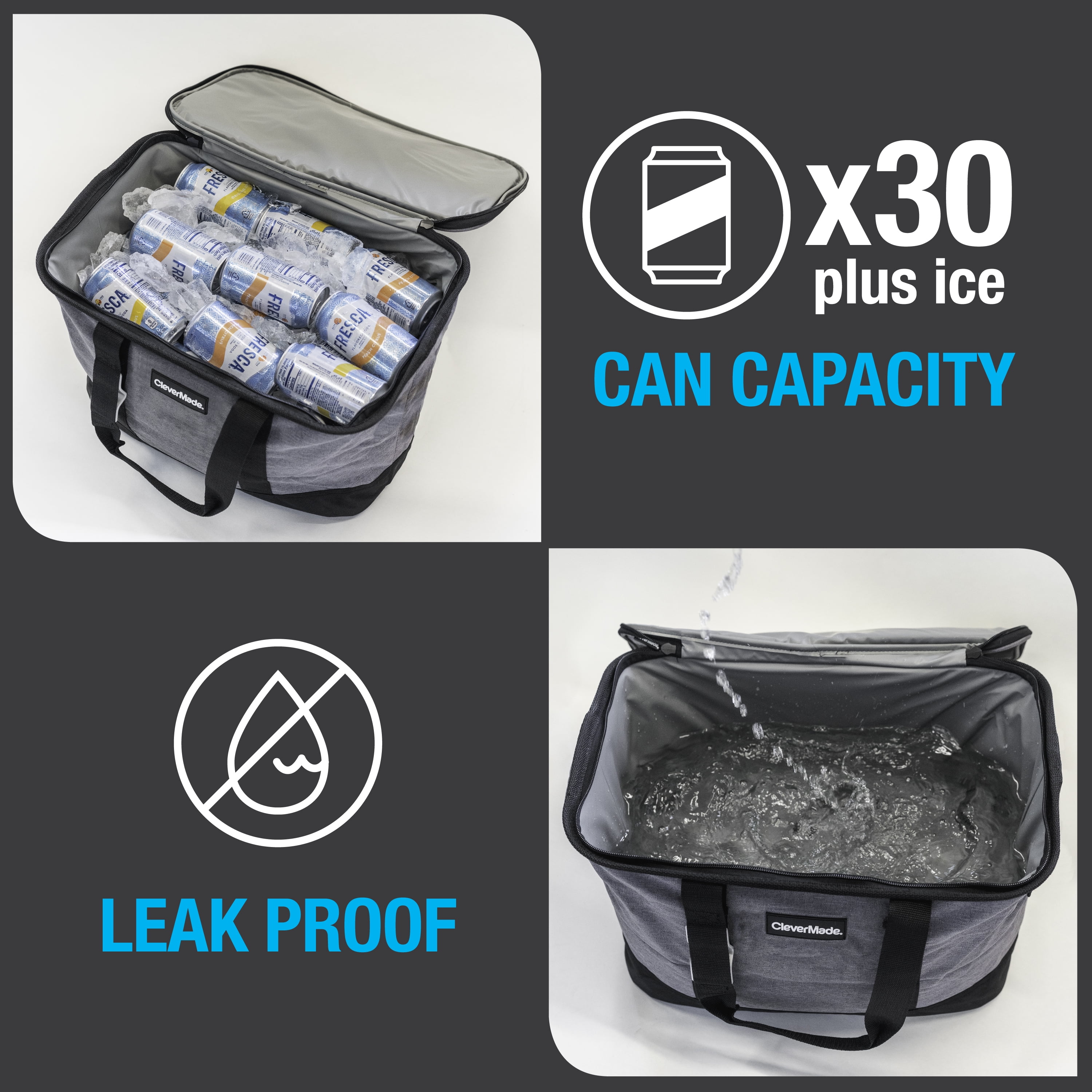 Tahoe Soft-Sided Collapsible Cooler - 30 Can - Heather Cool Gray/Shadow Gray