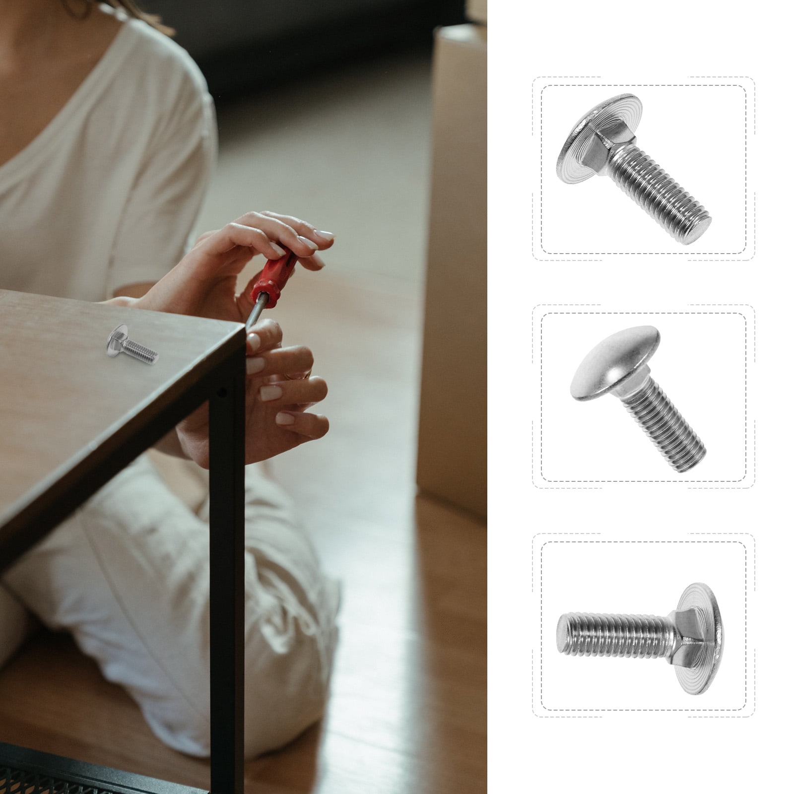 WHAMVOX  30 Pcs Bolt Stainless Steel Carriage Bolts with Bright Shiny Look