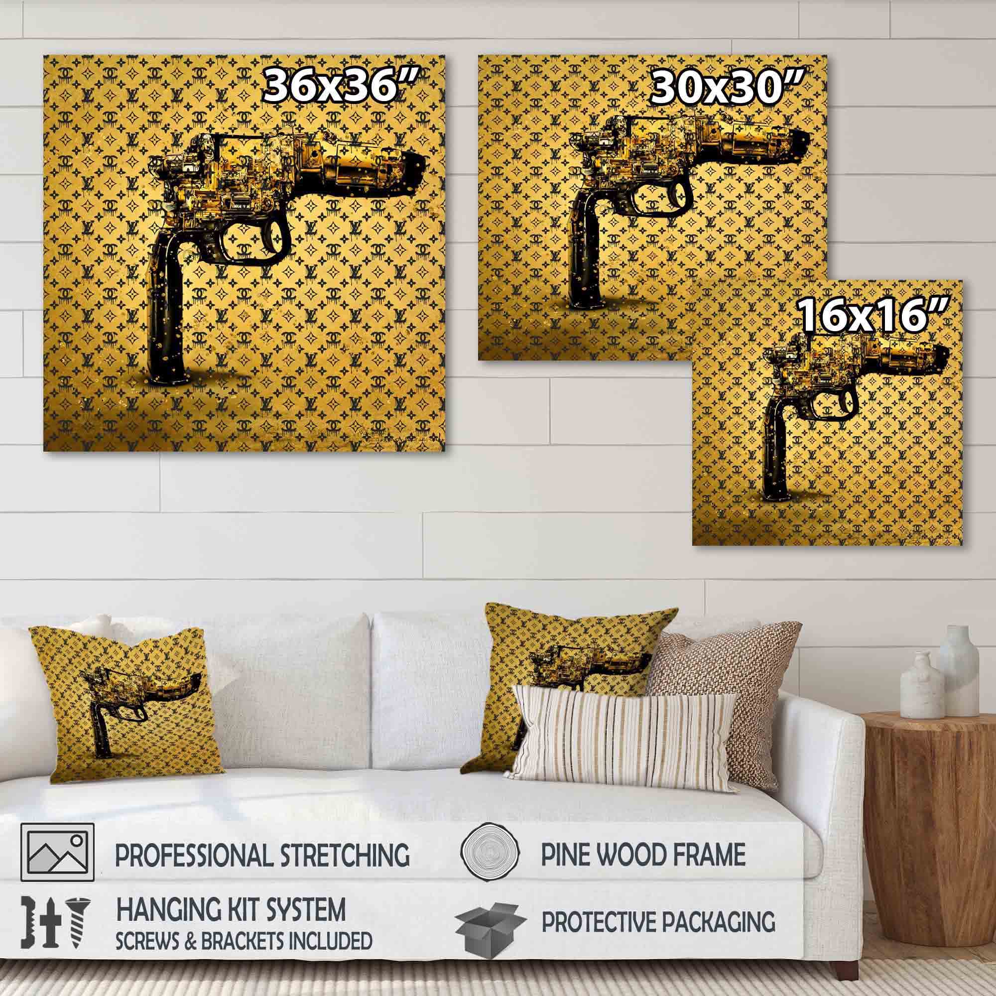Designart Gold Designer Pistol V Canvas Wall Art