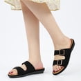 thumbnail image 6 of Ecetana Womens Flat Sandals Dressy Summer Comfortable Double Buckle Slip-On Slides Beach Shoes for Walking, 6 of 7