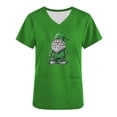 thumbnail image 4 of lcziwo Women's St. Patrick's Day Scrub Tops Trendy Shamrocks Printed V Neck Short Sleeve Tshirts Casual Nursing Uniform Scrubs Shirts with Pockets Green M Limited Time Sales of The Day, 4 of 7