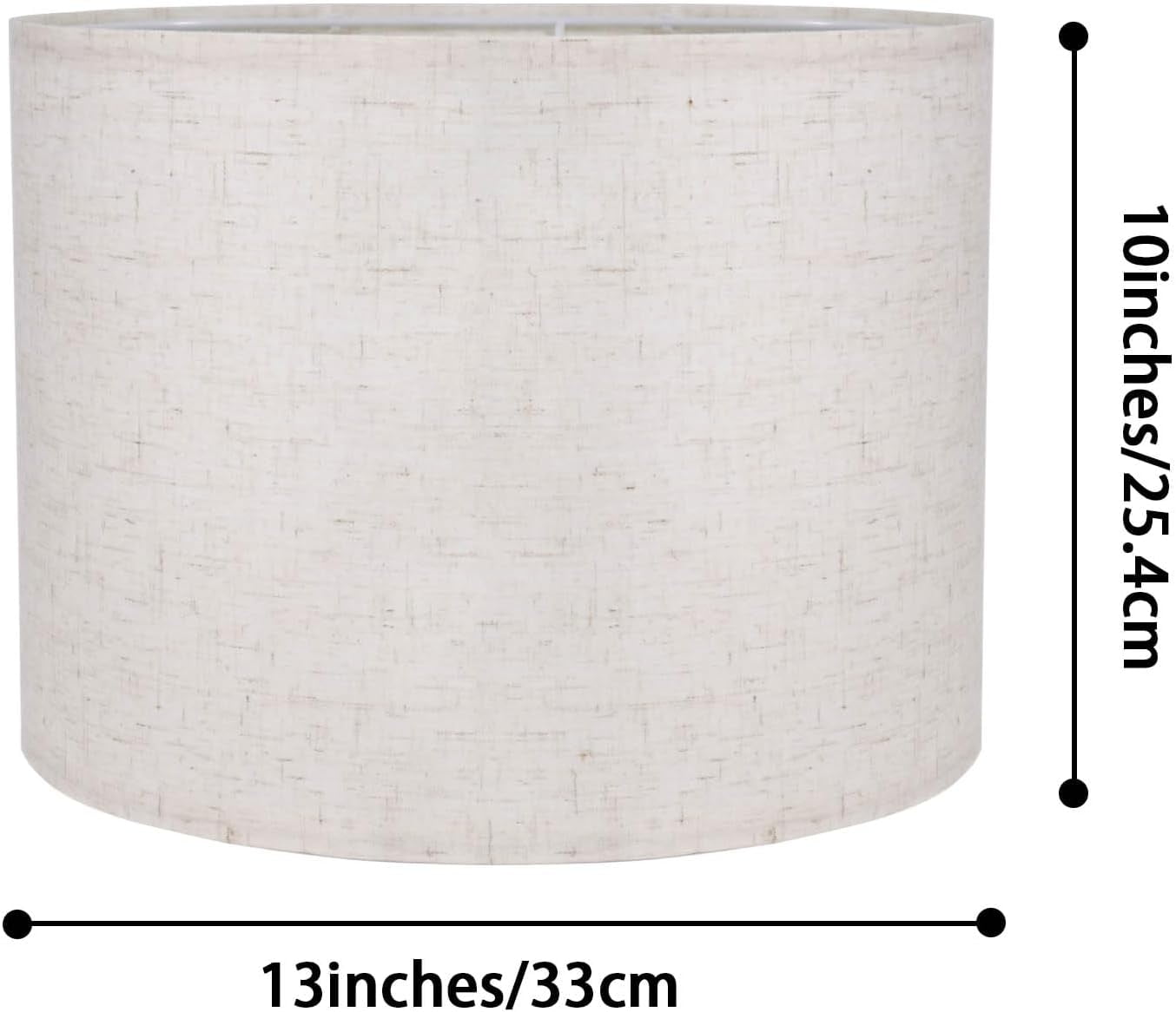 Beige Lamp Shades Set of 2, Medium Drum Lamp Shade 13"Top x 13"Bottom x 10"High(Spider), Lampshades Replacement for Table Lamps Floor Lamps, Natural Linen Hand Crafted, Easy Assembly Required