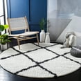 thumbnail image 2 of SAFAVIEH August Marco Diamond Shag Area Rug, Ivory/Black, 6'7" x 6'7" Round, 2 of 8