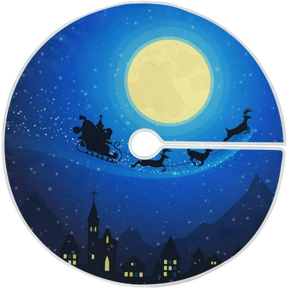 FMSHPON Merry ChristmasSanta Xmas Christmas Tree Skirt Stand Mat for Holiday Party Decoration Indoor Outdoor 48 inches