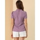 thumbnail image 5 of INSPIRE CHIC Blusa Tops De Lunares Volante Fruncido Manga Corta Cuello Alto Para Mujeres Morado XS, 5 of 6