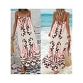 thumbnail image 4 of Michellecmm Women Summer Casual Long Dress Print Spaghetti Strap Sleeveless Cami Dress Loose Tie-Up Backless Holiday Dress, 4 of 7