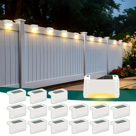 16/32-Pack Solar LED Deck Lights, Auto On/Off, 12H Long Lighting, Warm White, Easy Install, Outdoor Step Fence Path Lights for Mall Hotel Library Commercial & Christmas Decor
