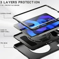 thumbnail image 3 of Dteck Case for iPad Air 11 Inch 2024 / iPad Air 5th 4th Gen 10.9" / iPad Pro 11 (2022/2020/2018) with Pencil Holder,Heavy Duty Silicone Hybrid Rugged Case with Rotating Stand Hand Strap,Black, 3 of 7