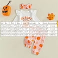 thumbnail image 3 of mgoYE Newborn Baby Girl Halloween Outfit Letter Pumpkin Embroidery Long Sleeve Romper Pants Set Cute Infant Fall Clothes, 3 of 4