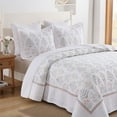 thumbnail image 4 of 3Pcs 100% Cotton Botanical Elegance Quilted Bedspread Set Embroidery Oversize Bedding Set for All Seasons, 4 of 12