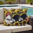 thumbnail image 5 of Sunflower Rooster Pillow Covers 2 Pack Farmhouse Animal Rustic Butterfly Floral Country Pillowcase Waterproof Outdoor Throw Pillow Cover for Patio Garden Square Cushion 18”x18”, 5 of 9