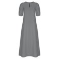 thumbnail image 6 of Dresses for Women Casual Fashion Summer Temperament Solid Short Sleeve Round-Neck Dress, Gray M on Clearance, 6 of 6