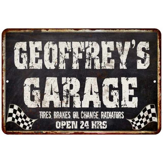GEOFFREY'S Garage Black Grunge Sign 8x12 Decor Gift 208120005466