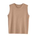 thumbnail image 5 of Women's Ribbed Sleeveless Tank Top, Slimming Knit Pullover Sweater, Solid Color Round Neck Base Layer, Versatile Casual Top, Everyday Basic Rose Gold A, 5 of 5