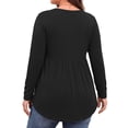 thumbnail image 4 of WellSize Plus Size Blouses for Women V Neck Curved Hems Tunic Tops Casual Long Sleeve Botton Fall Shirts, 4 of 7