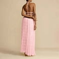 thumbnail image 2 of BYHONG Elegant Chiffon Pleated Maxi Skirt Set with Neck Crop top and Wooden Bead for Women Womens Dresses Pink S, 2 of 6