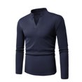 thumbnail image 2 of Yiliang V Neck Pullover Sweatshirts Knitted Shirts for Men Fall and Winter Long Sleeve Warm and Thermal Top Clothes ,Navy,L, 2 of 6