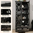 thumbnail image 2 of VEANERWOOD Storage Cabinet With 2 Acrylic Barn Doors & 2 Drawers For Living Room, Farmhouse Large Kitchen Cabinets With 3 Adjustable Shelves, Black, 2 of 6