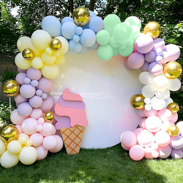 130PCS Pastel Macaron Balloon Garland Arch Kits Latex Multicolor Assorted Balloons Different Size Background Combination Balloon for Birthday Baby Shower Wedding Party Decoration