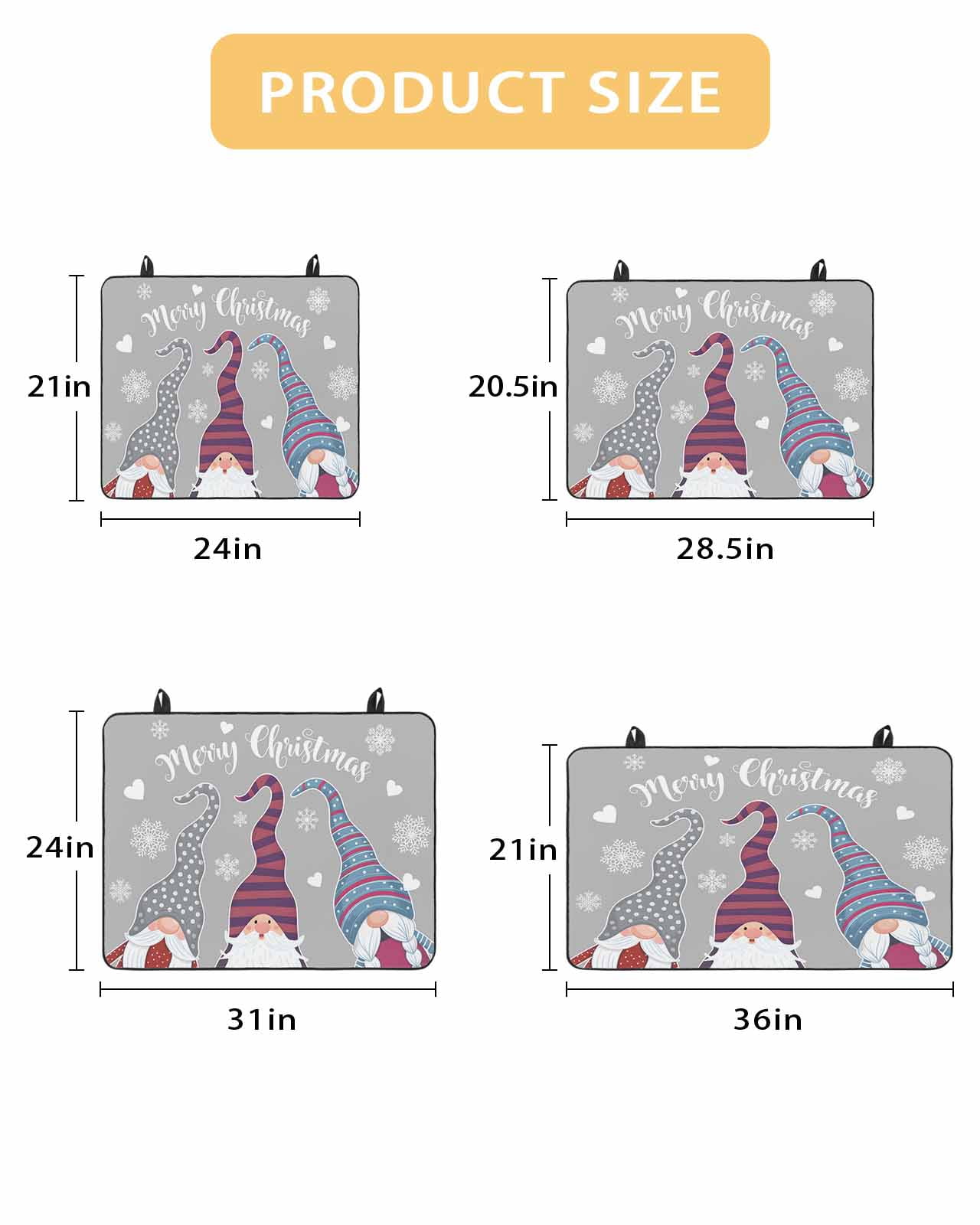 Large Induction Cooktop Protector Mat Christmas Grey Stove Top Covers for Electric Stove, Cute Gnomes Xmas Winter Snowflakes Decorative Stove Burner Cover Mats, Glass Top Stove Cover