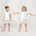 thumbnail image 5 of Small Blue Flower Pattern Summer Pajama Set Soft Cotton Short Sleeve Sleepwear 2PCS Pajama Sets Breathable Lounge Set Size 12Y, 5 of 7