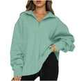 thumbnail image 2 of Autumn Winter Sweatshirts for Women Pull-up Oversize Fit Solid Color Womens Hoodies with Long Sleeves V Neck Breathable Athleisure Casual Cozy Workout Streetwear, 2 of 7