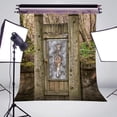 thumbnail image 3 of ABPHOTO Polyester 5x7ft Ancient Wood Door Photography Background Dead tree Giraffe Pattern Backdrop Studio Background Props Wall, 3 of 5