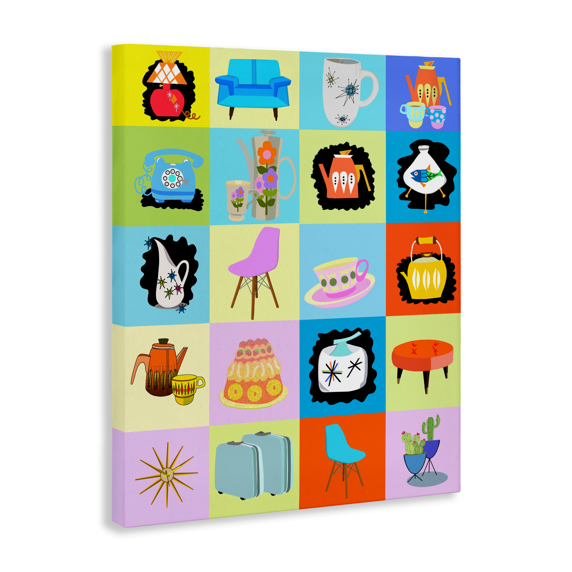 Retro Vintage Vignettes Canvas Wall Art, design by Lynnda Rakos