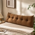 thumbnail image 4 of Tufted Headboard Backrest Cushion with Side Pocket, Long Wedge Reading Pillow for Bed Sofa Dorm, Soft Support Pillow for Reading TV and Bedroom Lounging, 39.37 Inch, Coffee, 4 of 7