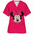 thumbnail image 2 of Camiseta de enfermería con estampado de Minnie y Mickey de Disney para mujer, blusa informal, manga corta, cuello en V y bolsillo, uniforme para mujer, 2 of 5
